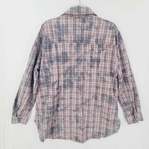 Talulah Women's Long Sleeve Button Down Shirt Plaid Tie Dye Bleach  Size S - Picture 6 of 9